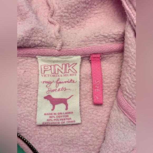 VS PINK VINTAGE Y2K SET HOODIE & SWEATPANTS TRUE PINK LOVE OMBRÉ DOG HEARTS RARE - Picture 5 of 15